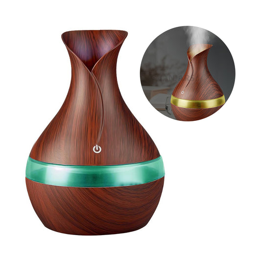 Wood Grain Tabletop 300ML Colorful LED Light Night Mute Portable Desktop Aroma Mist Sprayer Air Humidifier