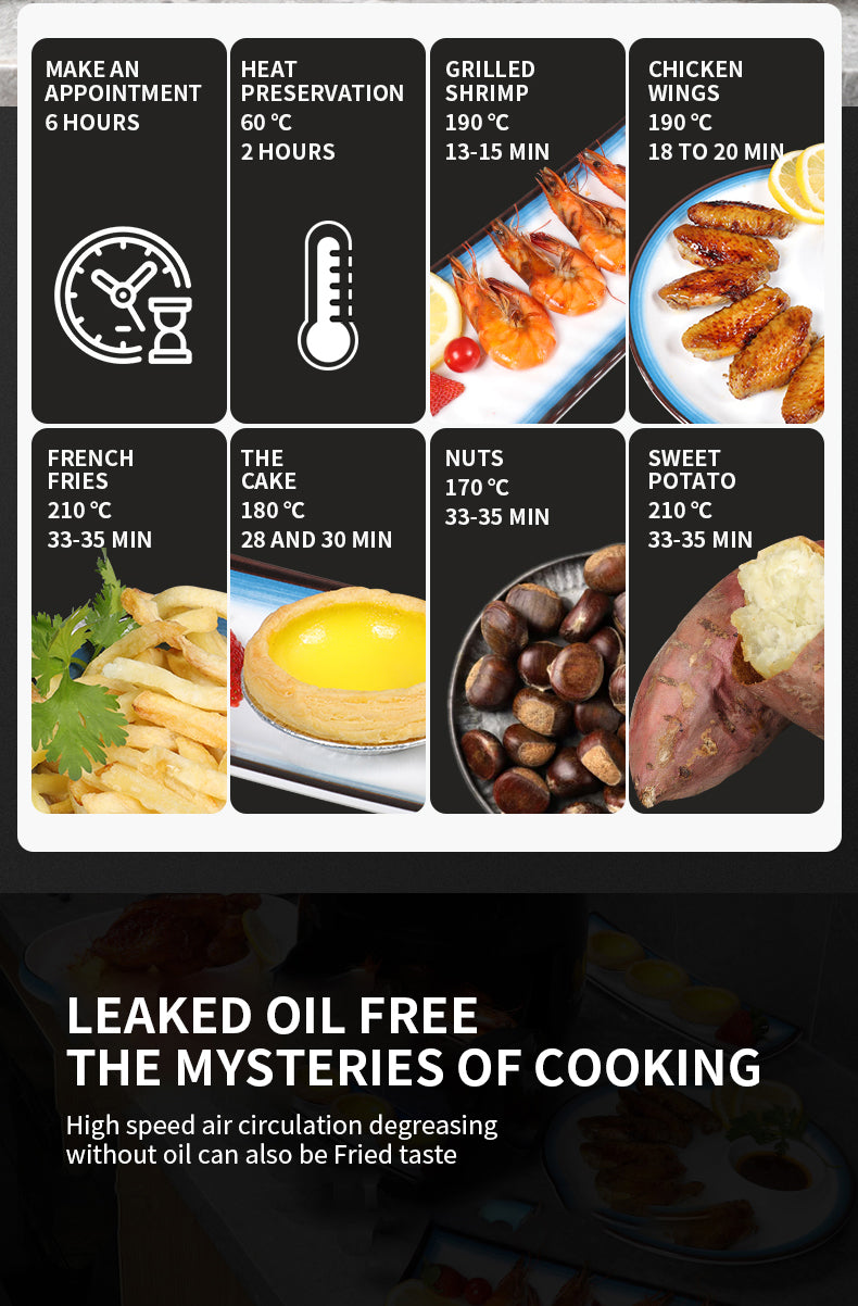 6L/6QT Hot Electric deep fryers commercial digital air fryer oven no oil cooker AirFryer