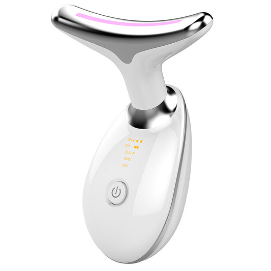 Rechargeable Vibration Hot Compress Light Lines Beauty Instrument LED Photon Neck Massage Devices for Wrinkles Skin Tightening